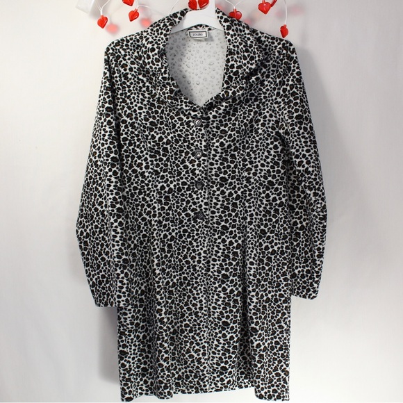 Vintage white Leopard print button down coat women’s medium brand joule - Picture 5 of 7